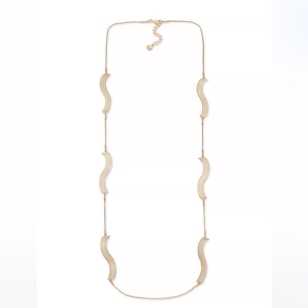 NWT ALFANI Gold-Tone Wavy Multi-Row Bar Long Station Necklace, 42" + 2" extender